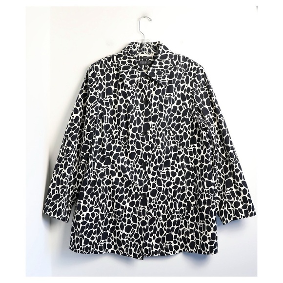 Jones New York Jackets & Blazers - Jones NY jacket giraffe animal print black ivory plus size 2X cotton trendy